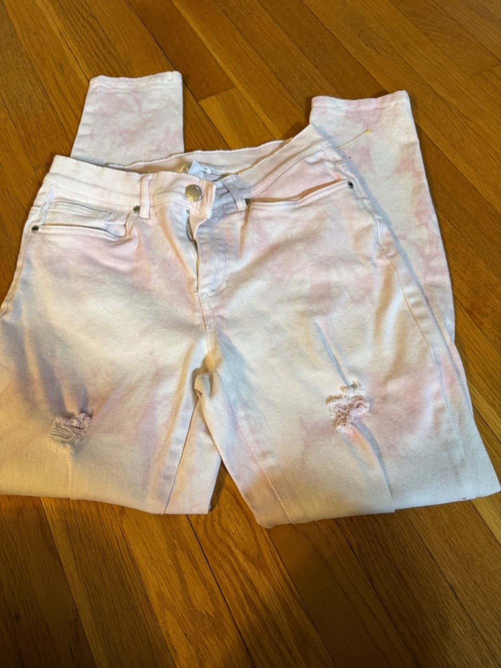 VENUS Women's Light Pink Tie-Dye Skinny Jeans